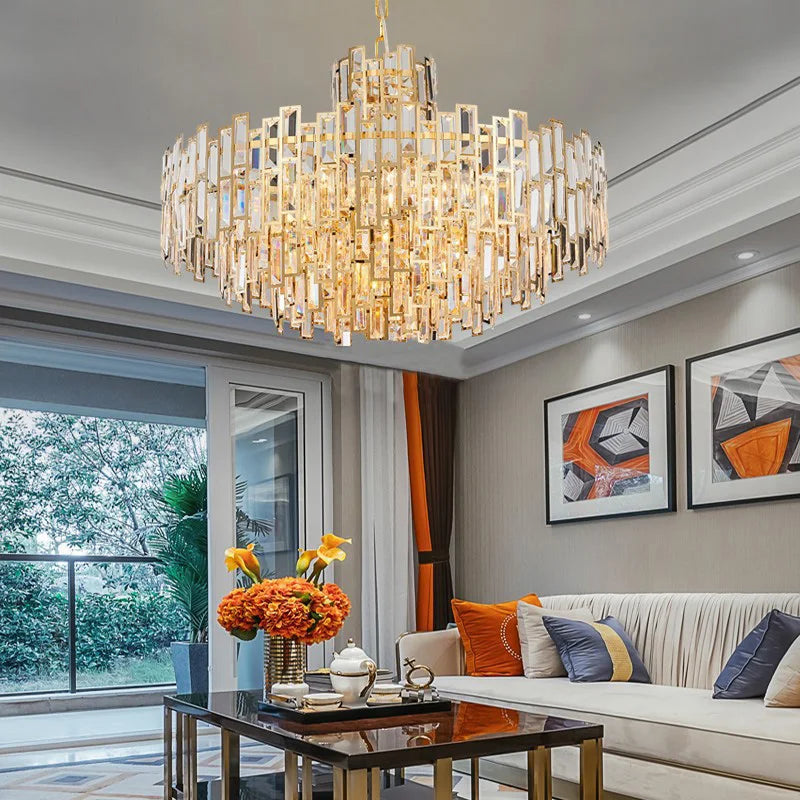 Afralia™ Luxury LED Crystal Chandelier Ceiling Light for Living & Dining Rooms