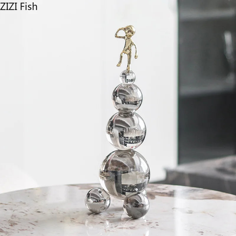 Afralia™ Crystal Sphere Ornaments: Modern Geometric Desk Decor & Aesthetic Room Sculpture