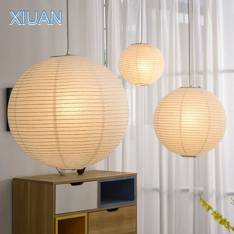 Afralia™ Vintage Round Paper Chandelier Light with LED E27 for Home Indoor Lighting