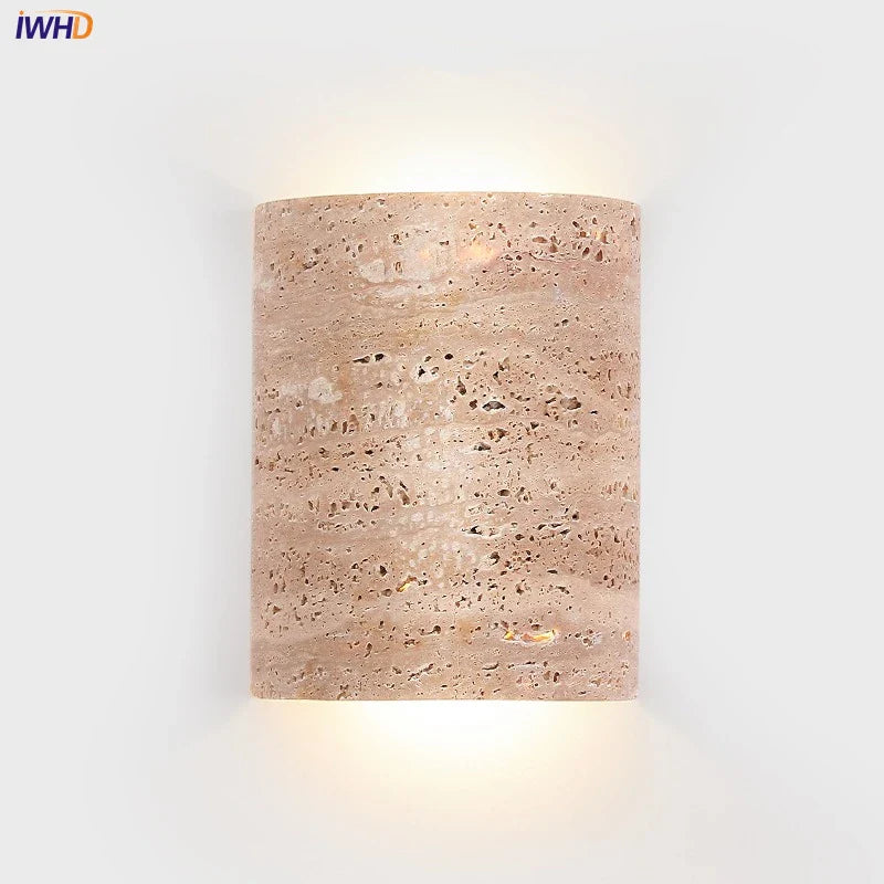 Afralia™ Yellow Travertine LED Wall Light Sconces for Living Room Home Decor