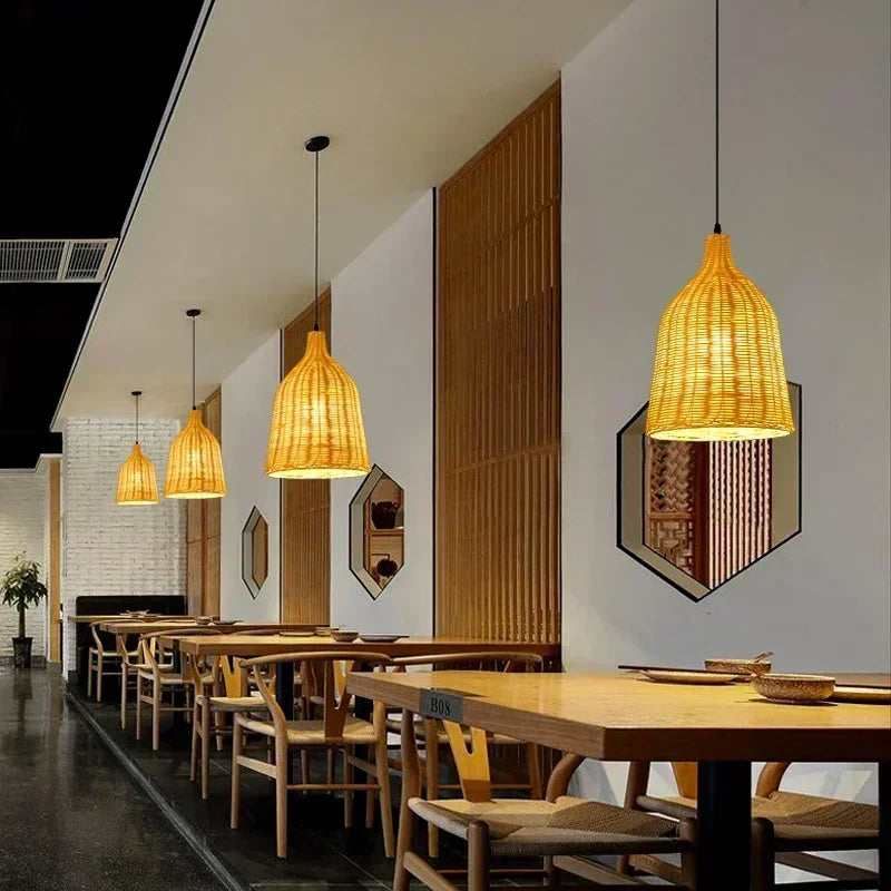 Afralia™ Bamboo Weave Pendant Lamp 30cm - Chinese Style Decor Lighting Fixtures