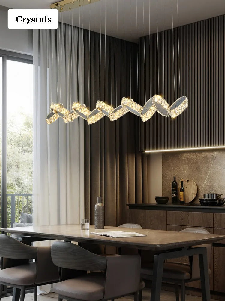 Afralia™ Luxury Crystal Ceiling Pendant LED Chandelier with Remote Control