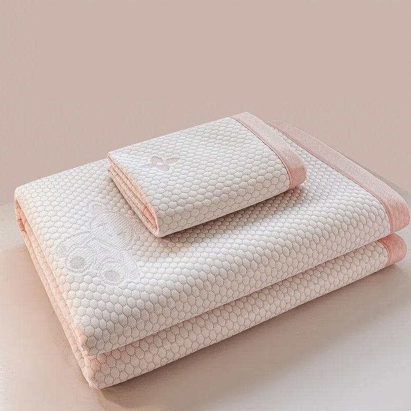 Afralia™ Teddy Bear Jacquard Summer Sleeping Mat - Cool & Soft, Washable & Airy