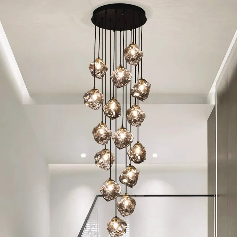 Afralia™ LED Pendant Staircase Chandeliers Hanging Light Indoor Lighting