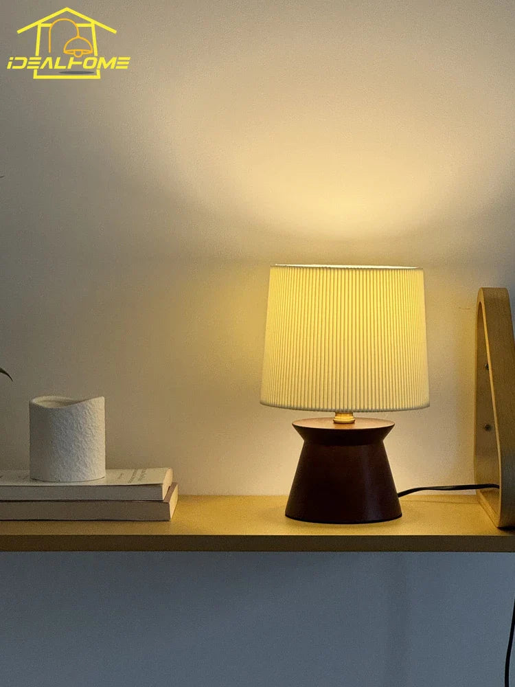 Afralia™ Solid Wood Table Lamp LED E27 Bedroom Bedside Desk Lights