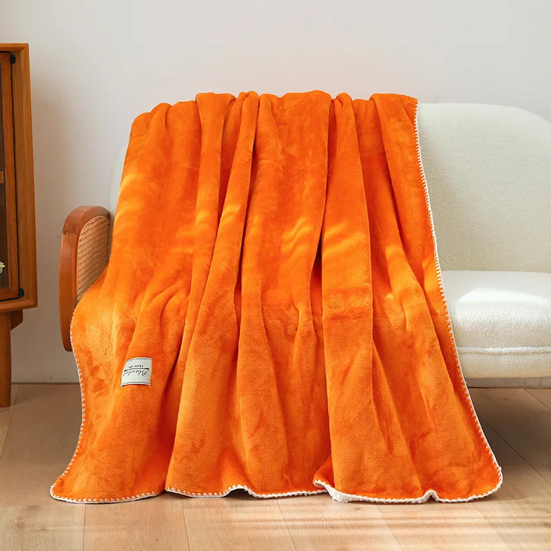 Afralia™ Double-Layer Warm Blanket: Flannel & Lamb Wool Sofa Blanket