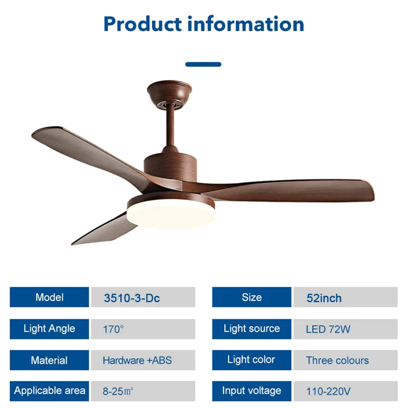 Afralia™ 52" Modern Ceiling Fan with Lights and Remote Control