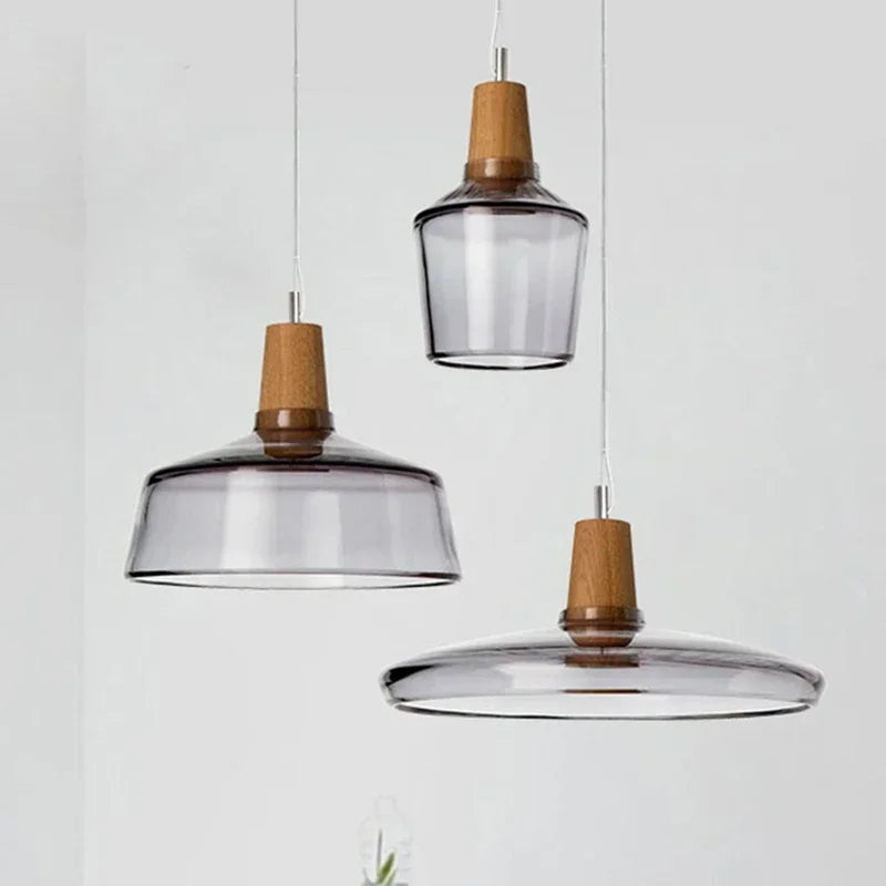 Modern Glass & Wood Pendant Light by Afralia™ for Dining & Bar Decor