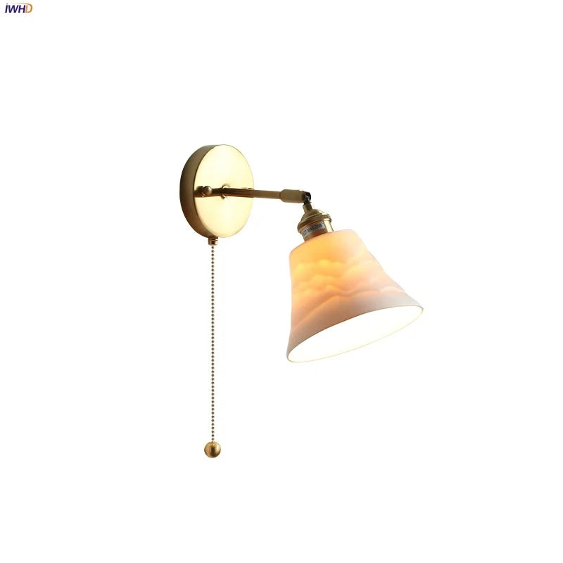 Afralia™ Nordic Ceramic LED Wall Light with Pull Chain Switch - Modern, Simple, Rotating