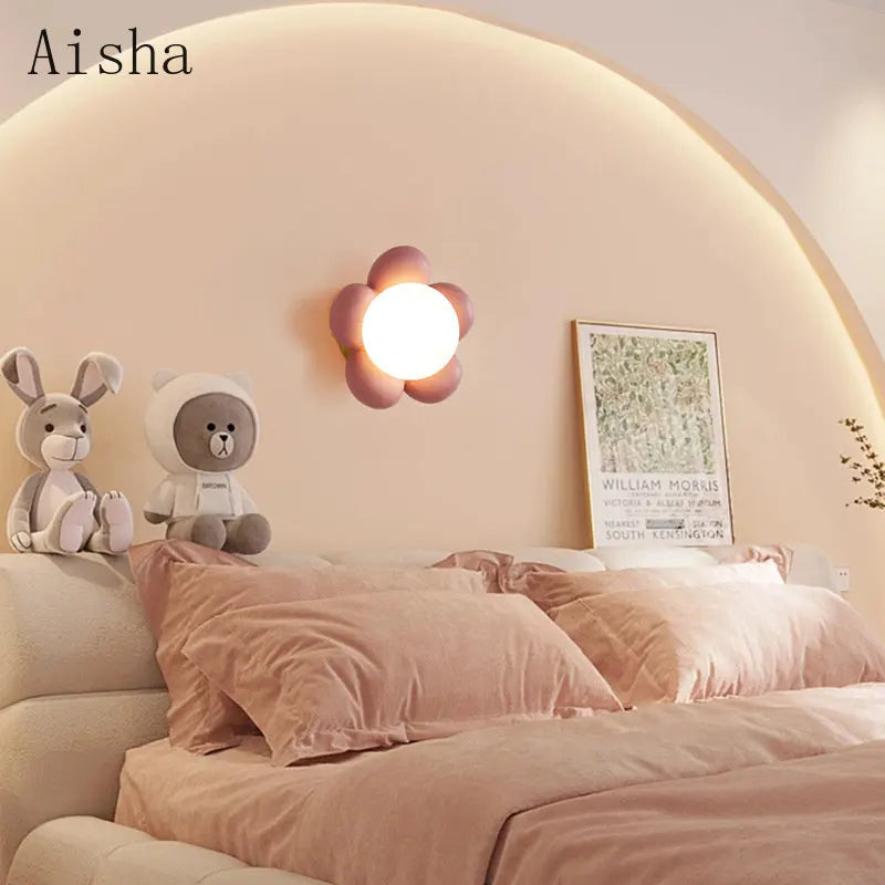 Afralia™ Kids Amusement Park Flower LED Wall Lamp