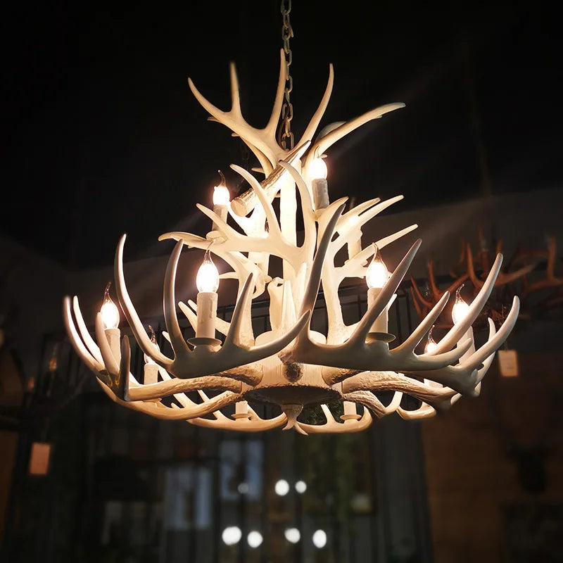 Afralia™ Antler Chandelier: Resin Deer Horn Pendant Lighting for Home, Restaurant, Hotel