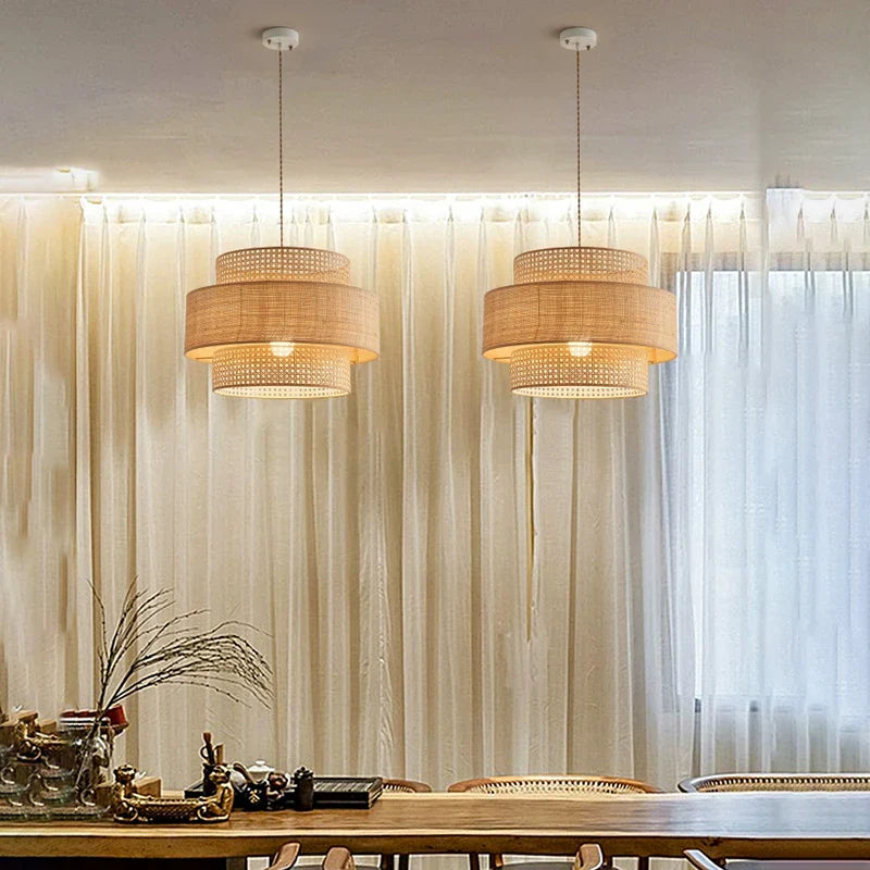 Afralia™ Vintage Rattan Pendant Lights for Nordic Wabi Sabi Living Space