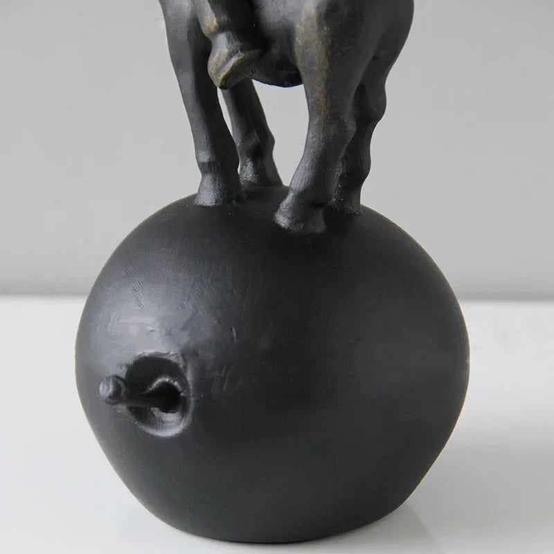 Afralia™ Copper Horse Rider Sculpture: Abstract Chinese Retro Home Decor Figurine