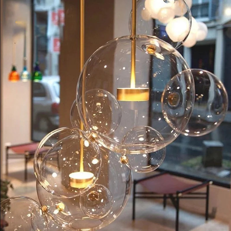 Afralia™ Glass Chandelier: Nordic-Italian LED Pendant Light for Living & Dining Room