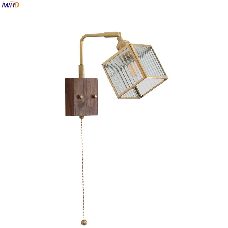 Afralia™ Brass LED Wall Lights Modern Stair Light Fixture Blue Glass Bedside Lamp