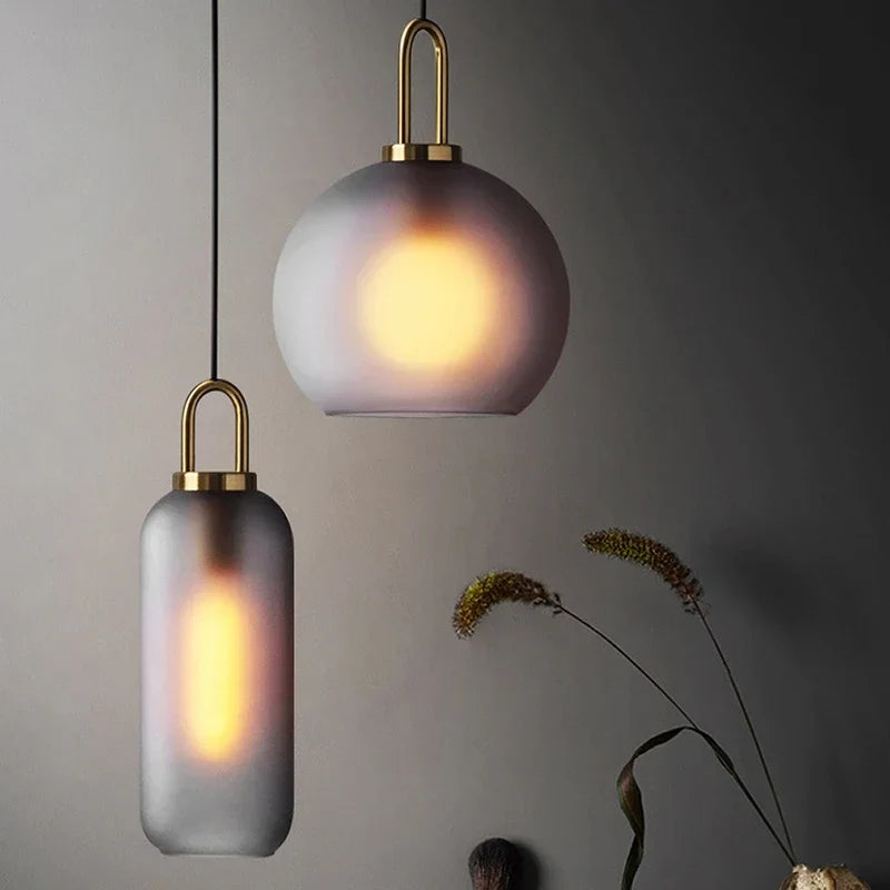 Afralia™ Nordic Dark Gray Clear Glass Pendant Light with E27 Bulb
