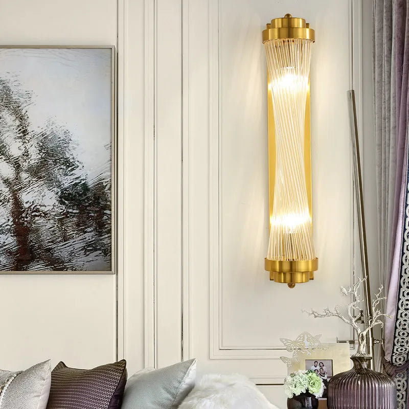 Afralia™ Crystal Wall Sconce: Modern Living Room Bedside Light Fixture Glass Gold Luminaire