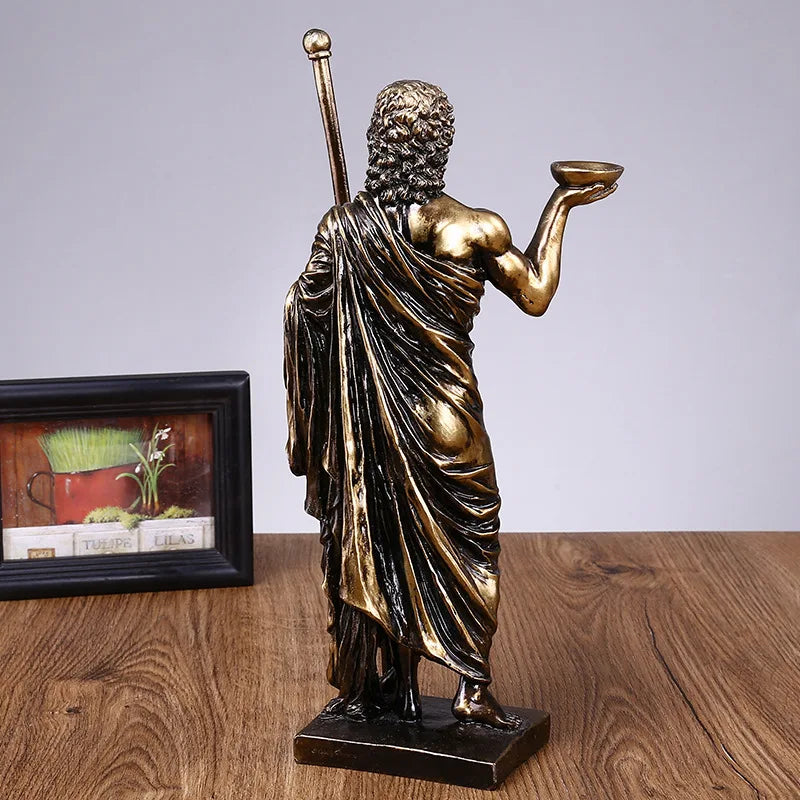 Afralia™ Asclepius Mini Statue: Greek God of Medicine Resin Figurine for Home Office Decor