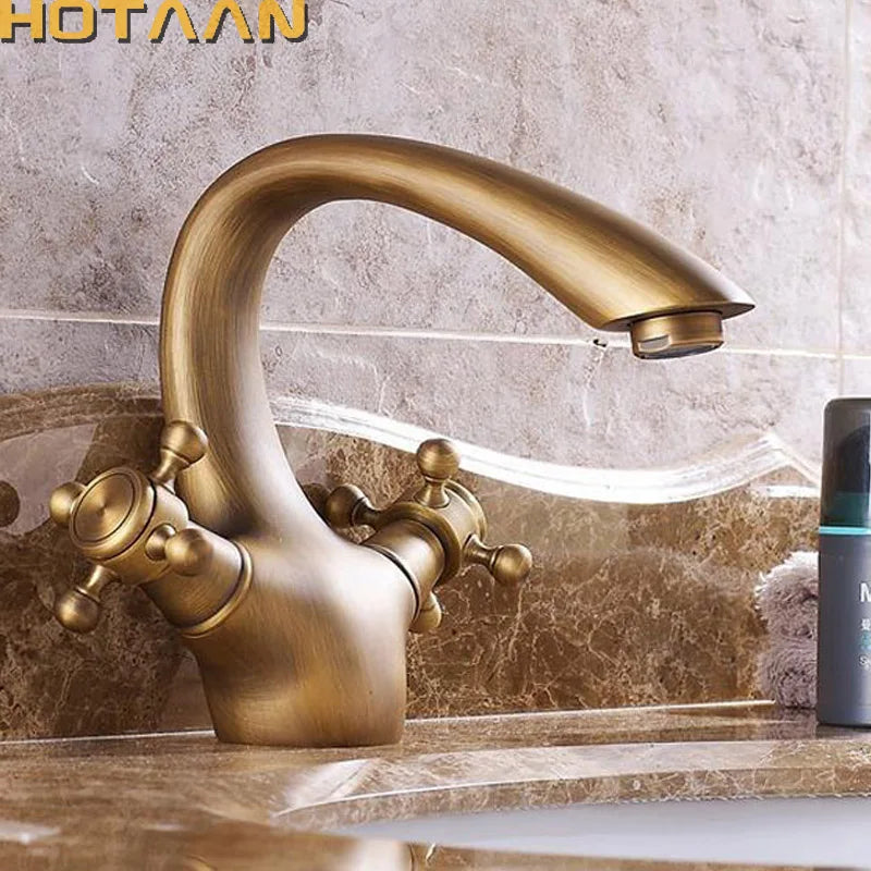 Afralia™ Gold Bathroom Sink Faucet with 2 Handles - Luxury Basin Mixer Tap