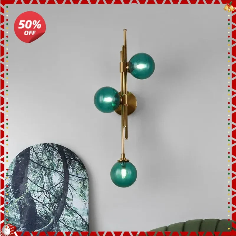 Afralia™ Modern Glass Ball Wall Lamp for Living Room Bedroom Study Bedside Loft Mirror Light