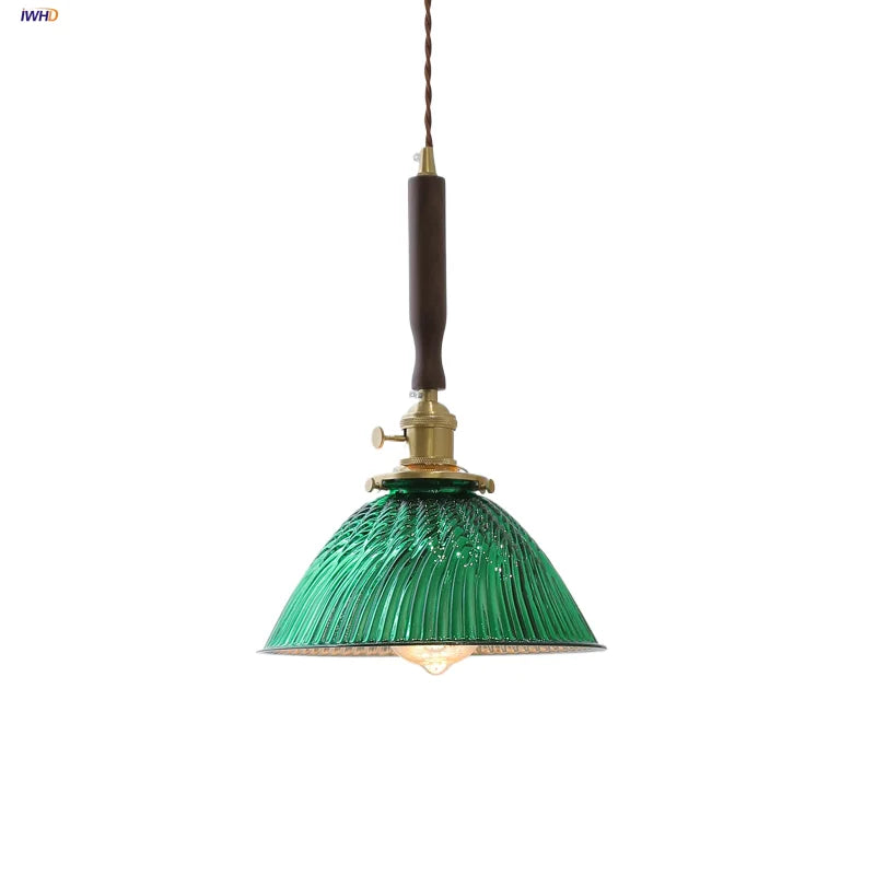 Afralia™ Green Glass LED Pendant Lights Kitchen Bar Nordic Modern Hang Lamp