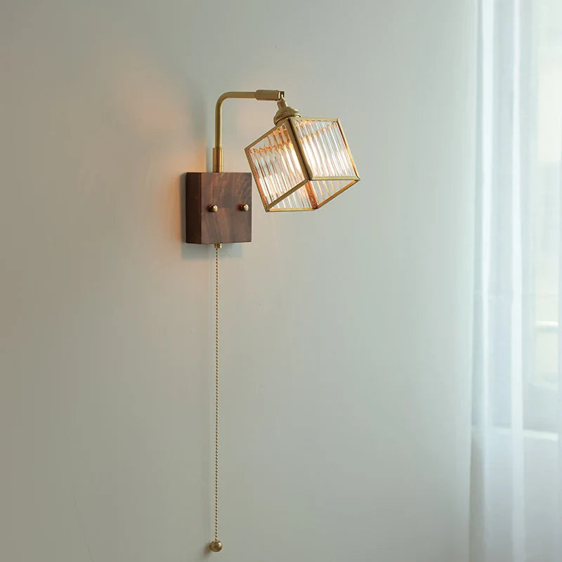 Afralia™ Brass LED Wall Lights Modern Stair Light Fixture Blue Glass Bedside Lamp