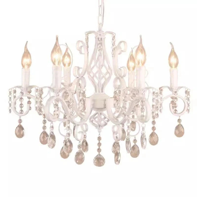 Afralia™ White Iron Chandeliers with Crystal Pendants - Classic Vintage Design for Elegant Spaces