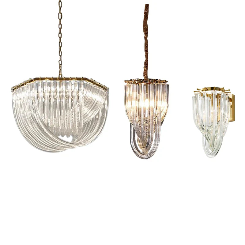 Afralia™ Modern Curved Glass Crystal Chandelier for Elegant Living Room & Dining Room Decor