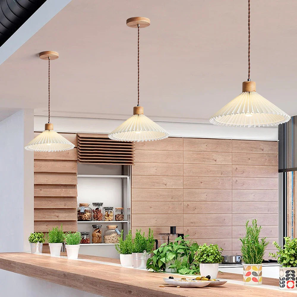 Afralia™ Pleated Pendant Lights: Nordic E27 Base Chandelier for Dining Room, Kitchen Island Lighting