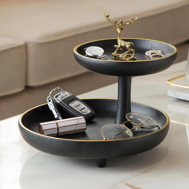 Afralia™ Double-Layer Coffee Table Tray: Stylish Storage Box for Cosmetics, Keys, and Decor