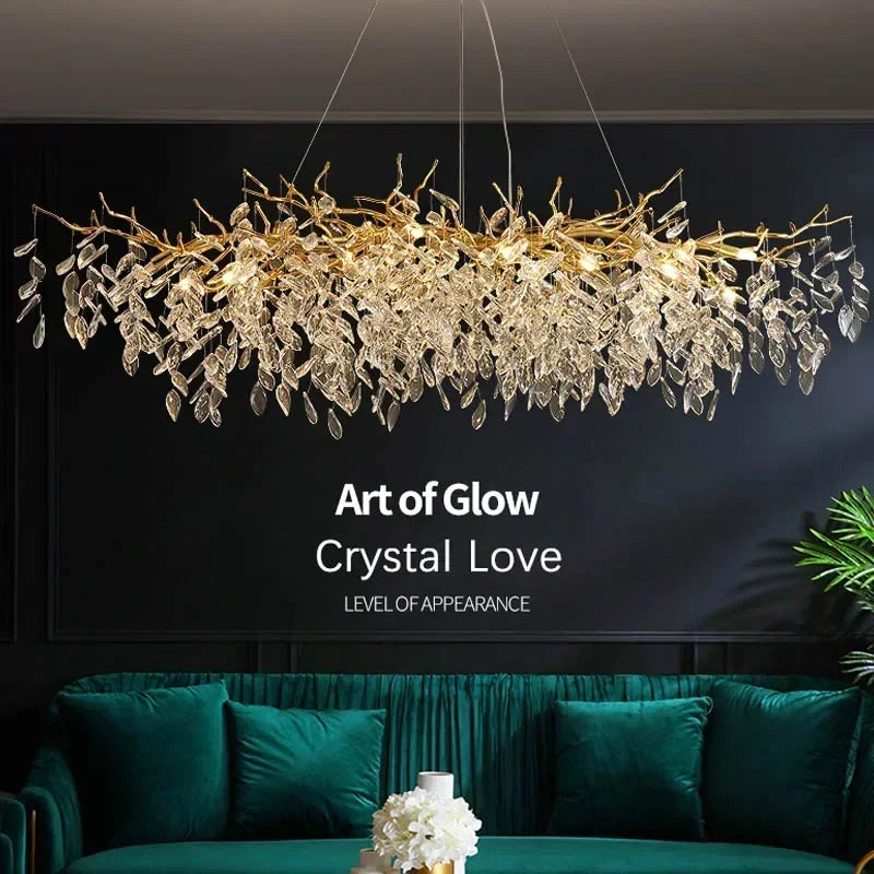 Afralia™ Crystal Pendant Chandelier for Luxury Dining Living Room LED Lighting