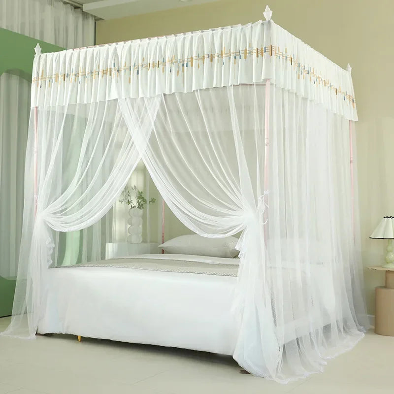 Afralia™ Large Space Mosquito Net with Bracket. Encrypt Mesh, Insect-Proof Bed Curtain for Household.