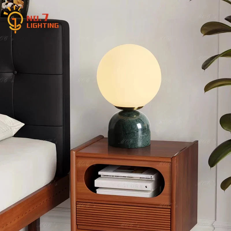 Afralia™ Cream Wind Marble Table Lamp LED G9 Simple Designer Desk Light