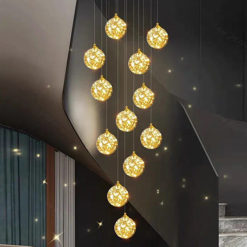 Afralia™ Nordic Stair Chandelier Living Room Dining Pendant Ceiling Indoor Lighting