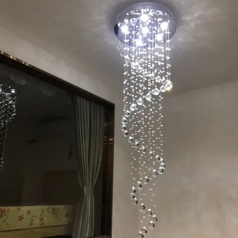 Afralia™ Large LED Crystal Spiral Chandelier for Modern Living Room, Staircase, Bedroom, Hotel