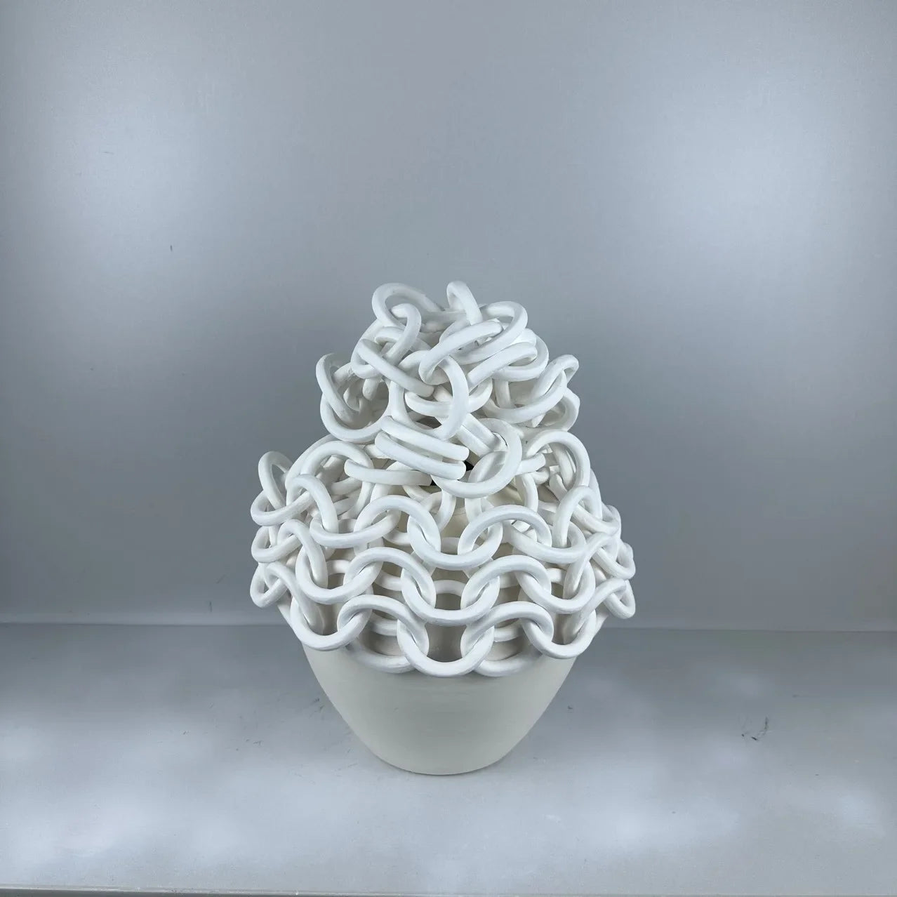 Afralia™ Ceramic Vase Chain Round Ring Handicrafts Home Decoration Pot