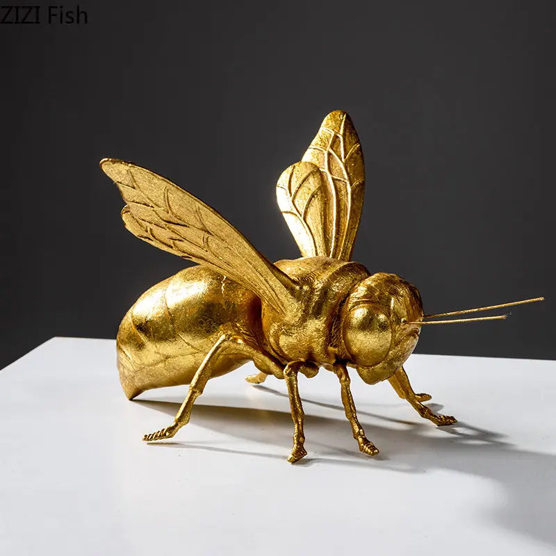 Afralia™ Golden Honeybee Insect Statue Desk Decoration for Living Room