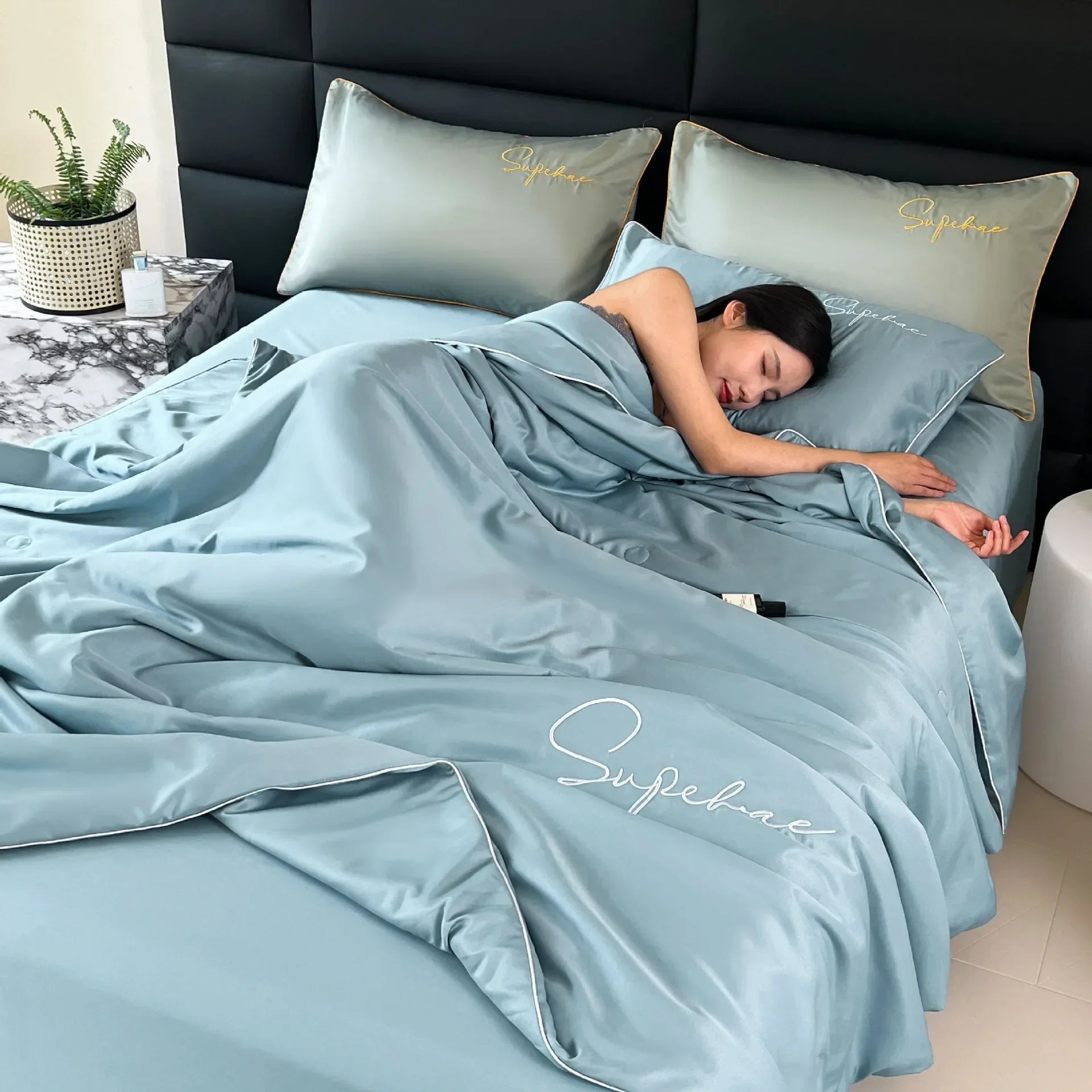 Afralia™ Satin Silky Summer Quilt: Super Soft & Breathable Bedding Blanket