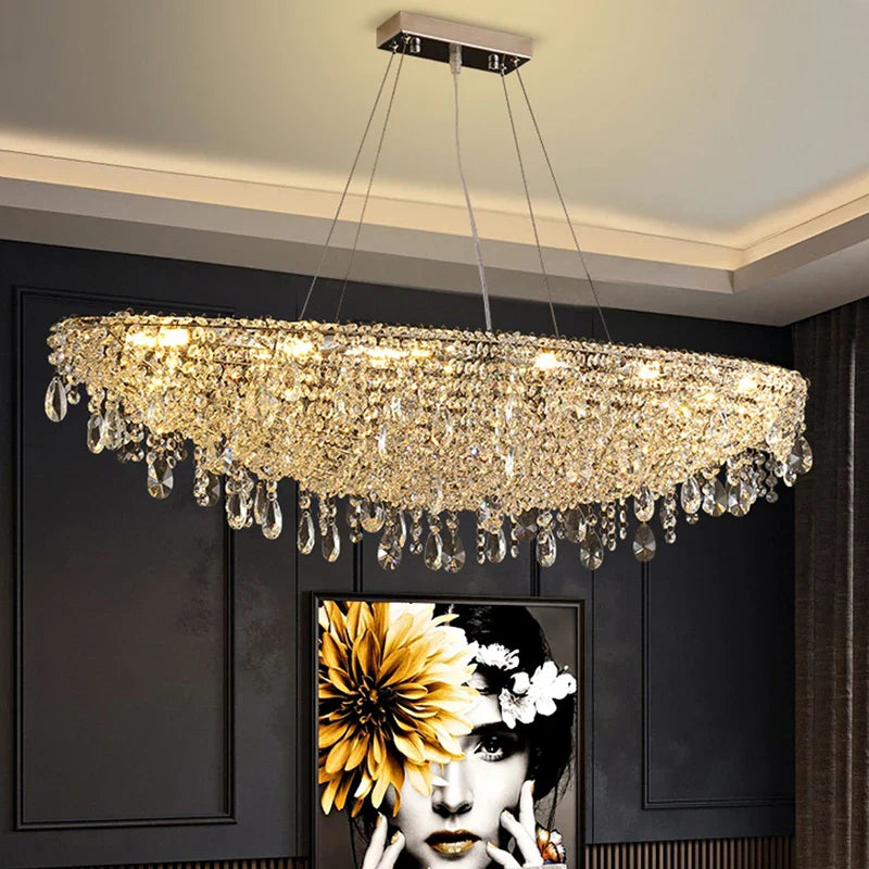 Afralia™ Modern Crystal Bead Pendant Lighting Fixture with Dimmable LED for Home Decor