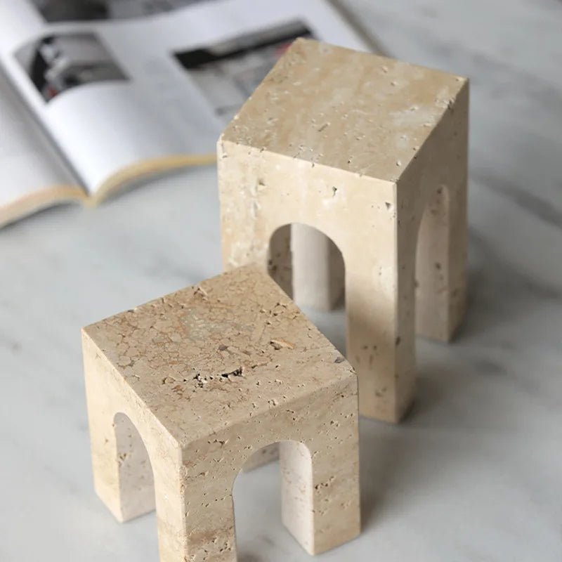 Afralia™ Hand-Carved Travertine Coffee Table Cabinet for Home Decor