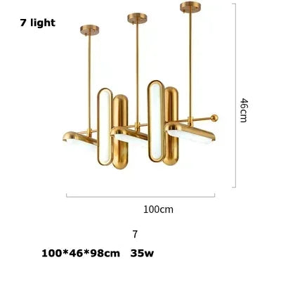 Afralia™ Golden Art Deco Iron Glass Chandelier Lighting for Dinning Room