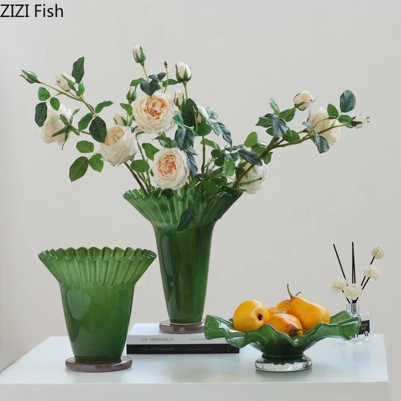 Afralia™ Lotus Leaf Glass Vase: Elegant Table Decor & Plant Pot for Room Aesthetic