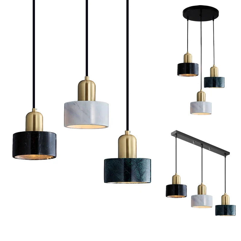 Afralia™ Green Marble Pendant Light: Luxury Hanging Lamp for Dining Room, Bedside, Hotel.