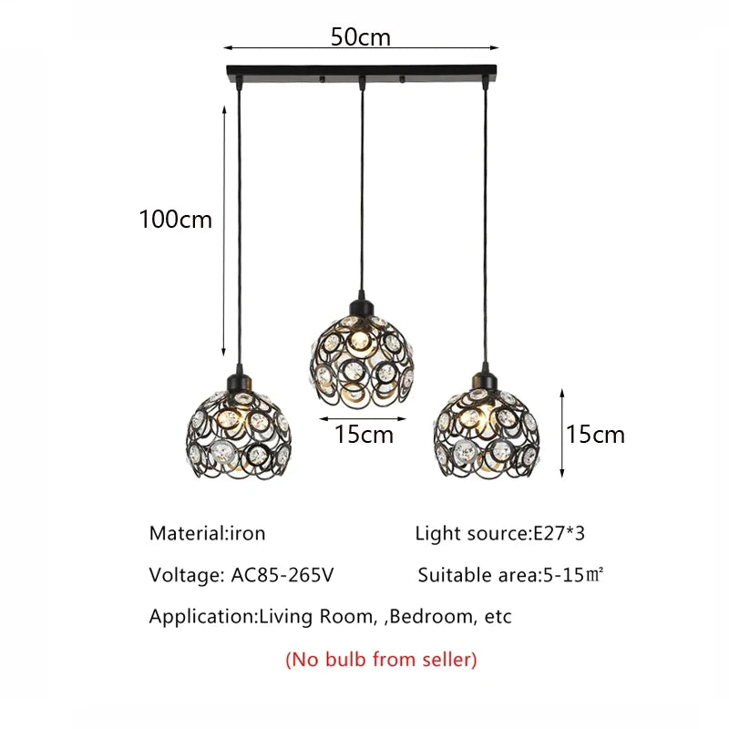 Afralia™ Crystal Triple Pendant Lamp: Modern Nordic Design for Dining Room, Bedroom, Bar Counter