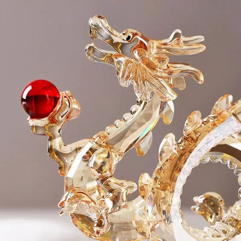 Afralia™ Crystal Dragon Statue Feng Shui Decor for Home/Office - Year of Dragon Mascot