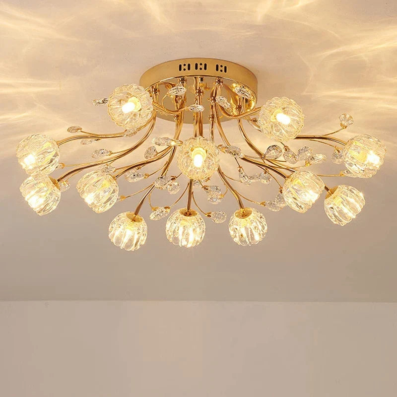 Afralia™ Dendritic Crystal Ceiling Lamp: Nordic Luxury Glass Flower Chandelier for Bright Decor