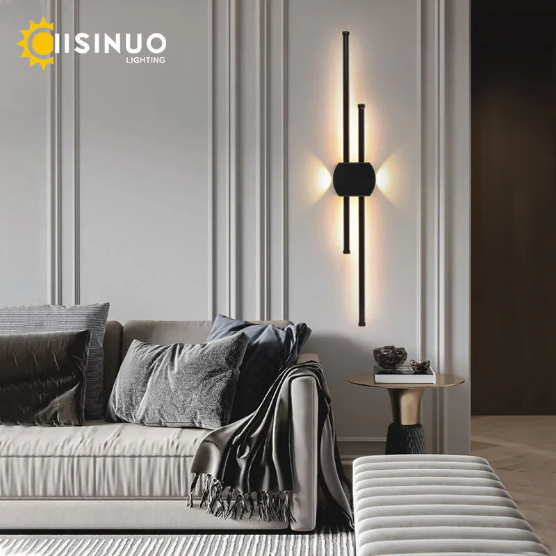 Afralia™ Black Iron LED Wall Lamp for Living Room, Bedside, TV Background - 110v 240v