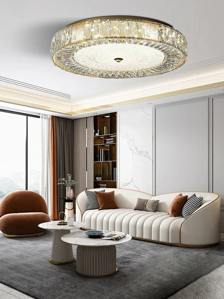 Afralia™ Crystal Glass Ceiling Light for Bedroom & Living Room, Low Ceiling Chandelier