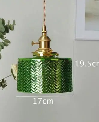 Afralia™ Green Glass Pendant Light for Bedroom Dinning Living Room