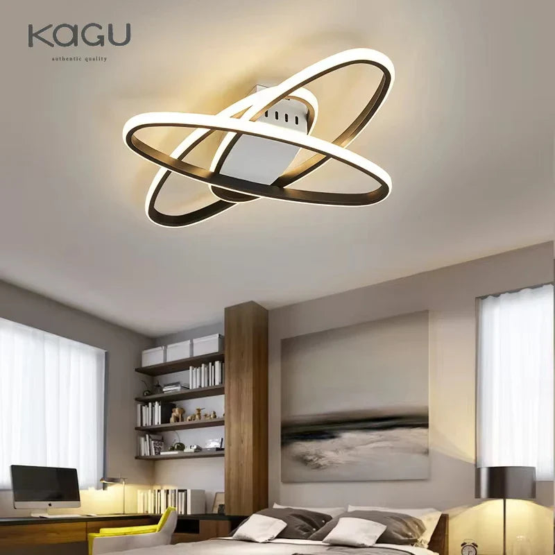 Afralia™ Oval Black LED Ceiling Light for Living Room, Bedroom, Kitchen, and Study